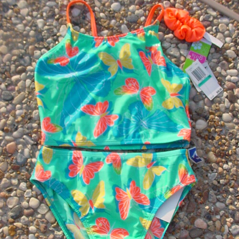 NWT 3 pcs SPEEDO bikini butterfly swimsuit scrunchie 16